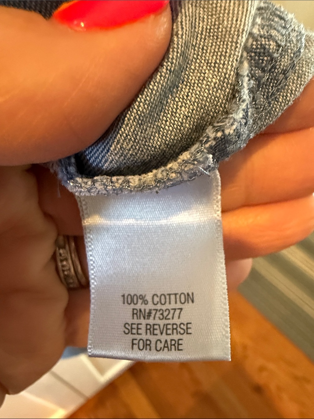 Cotton Chambray Button Pullover Shirt - Blue XL - Picture 4 of 6